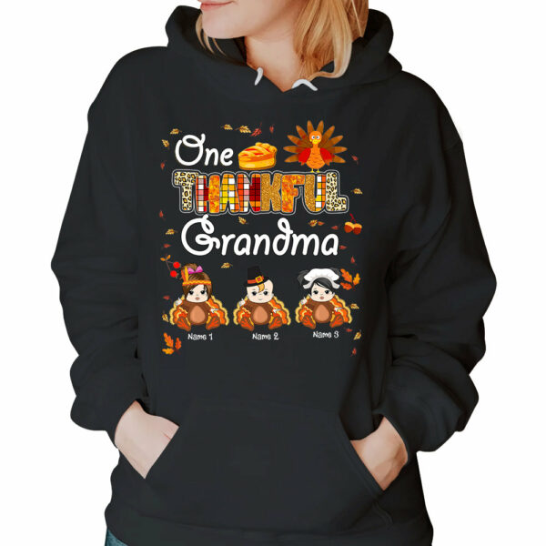 One Thankful Grandma Little Turkeys - Personalized Custom Shirt - Thanksgiving Gift for Grandma - Image 4