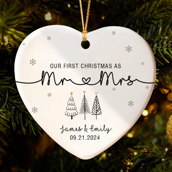 Our First Christmas As Mr & Mrs Ornament, First Married Christmas Ornament 2024, Married Ornament, Wedding Ornament, Mr And Mrs Gifts - Image 2