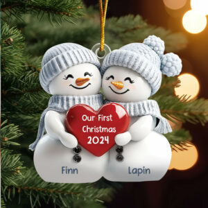 Our First Christmas Custom Ornament - Personalized Acrylic Snowman Ornament