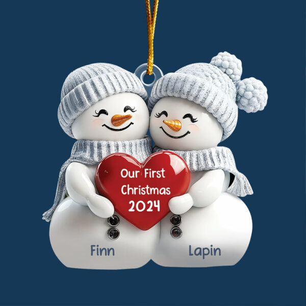 Our First Christmas Custom Ornament - Personalized Acrylic Snowman Ornament - Image 6