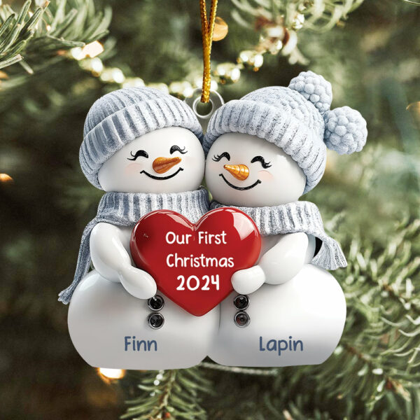 Our First Christmas Custom Ornament - Personalized Acrylic Snowman Ornament - Image 3