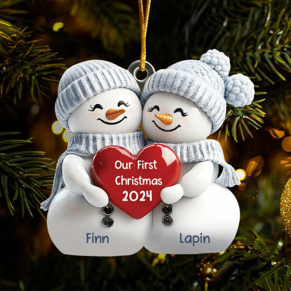 Our First Christmas Custom Ornament - Personalized Acrylic Snowman Ornament - Image 4
