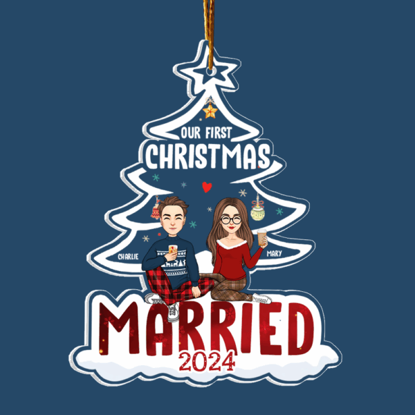 Our First Christmas Married Acrylic Ornament For Couple - Image 3