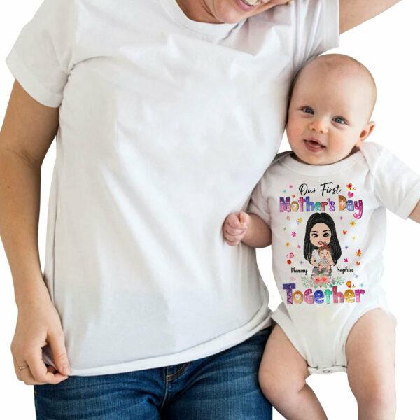 Our First Mother's Day Together Custom Baby Onesie and Shirt For New Mom Mother Day Gift H2511 - Image 5