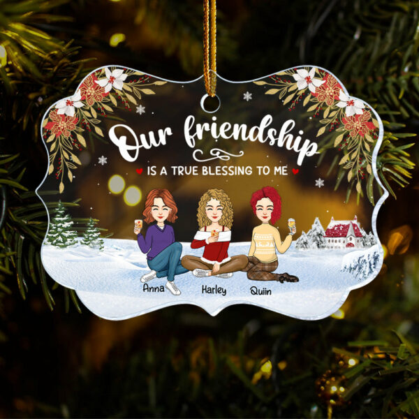Our Friendship Is A True Blessing To Me - Personalized Acrylic Ornament - Image 2