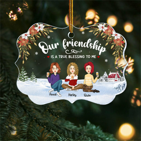 Our Friendship Is A True Blessing To Me - Personalized Acrylic Ornament - Image 3