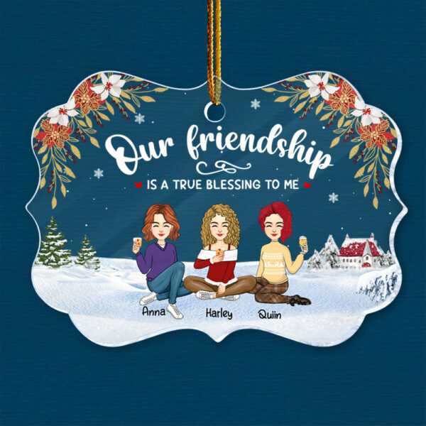 Our Friendship Is A True Blessing To Me - Personalized Acrylic Ornament - Image 4
