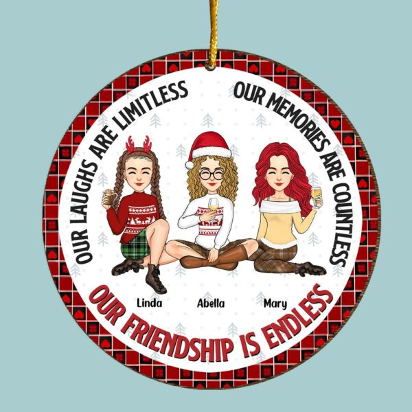 Our Friendship Is Endless - Personalized Wooden Ornament For Besties - Image 4