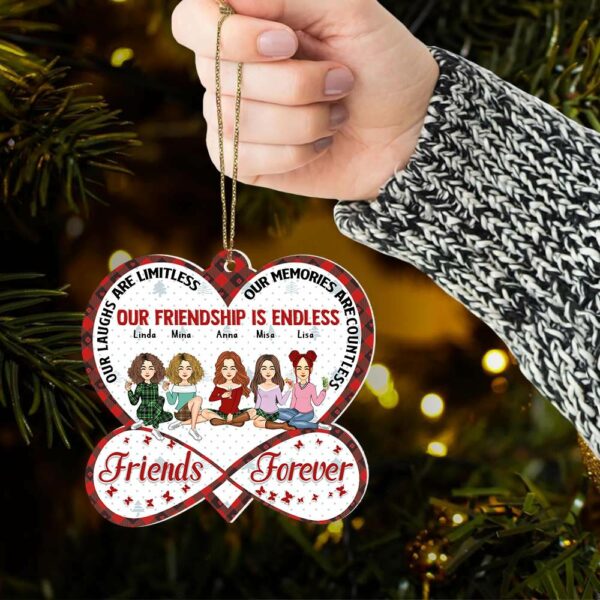 Our Friendship Is Endless Infinity Love - Personalized Wooden Ornament Gift For Besties - Image 7