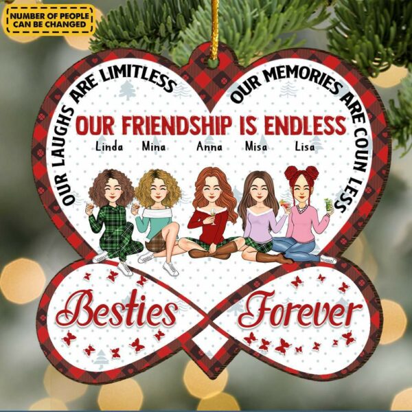 Our Friendship Is Endless Infinity Love - Personalized Wooden Ornament Gift For Besties - Image 2