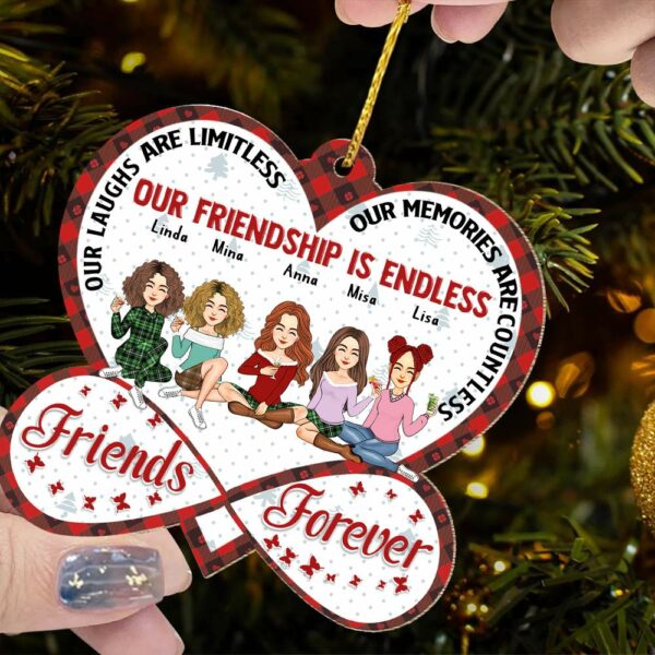 Our Friendship Is Endless Infinity Love - Personalized Wooden Ornament Gift For Besties - Image 3