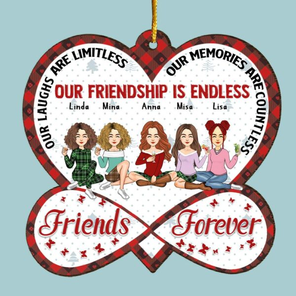 Our Friendship Is Endless Infinity Love - Personalized Wooden Ornament Gift For Besties - Image 6