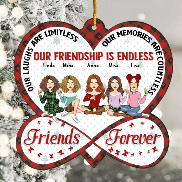 Our Friendship Is Endless Infinity Love - Personalized Wooden Ornament Gift For Besties - Image 5
