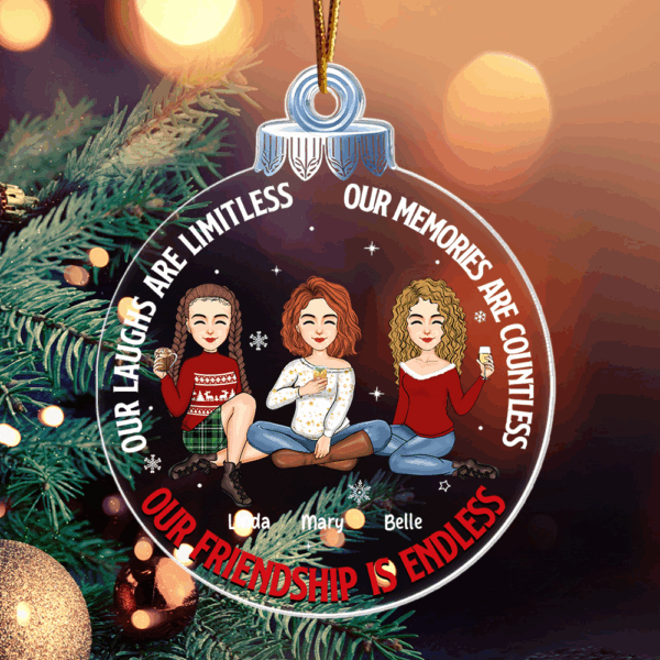 Our Friendship Is Endless -Personalized Custom Acrylic Snowball Ornament Na02 - Image 2