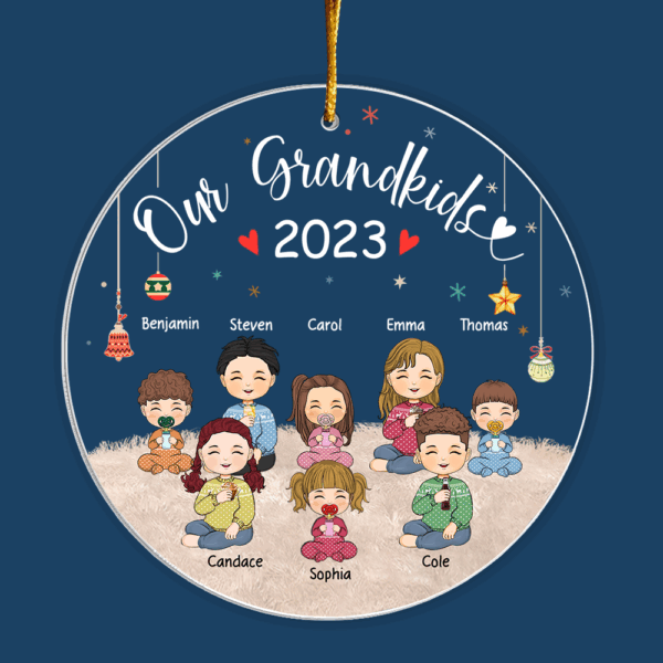 Our Grandkids 2024 Personalized Circle Acrylic Ornament - Image 4