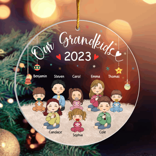 Our Grandkids 2024 Personalized Circle Acrylic Ornament - Image 3