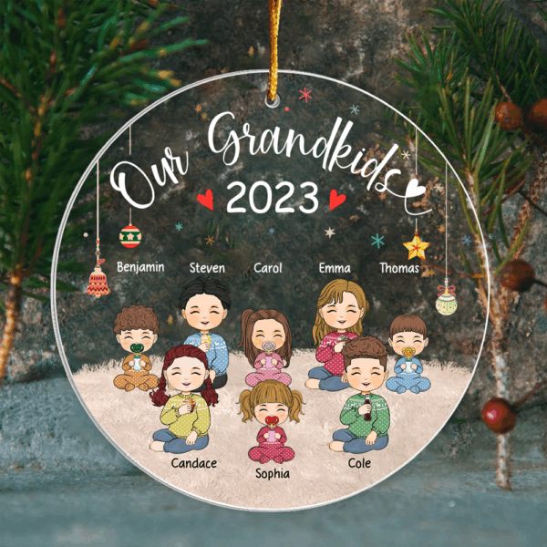 Our Grandkids 2024 Personalized Circle Acrylic Ornament
