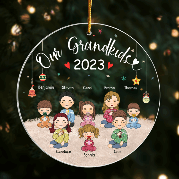 Our Grandkids 2024 Personalized Circle Acrylic Ornament - Image 2