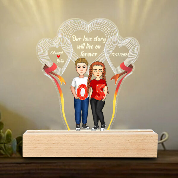 Our Love Story Will Live On Forever, Personalized 3D Led Light, Valentine Gift, Couple Gift - Image 3