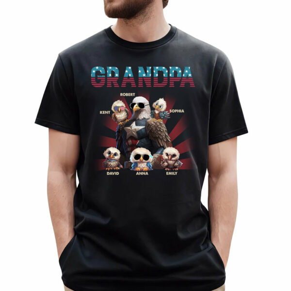 Papa America Eagle Personalized Patriotic Bald Eagle Shirt - Image 2