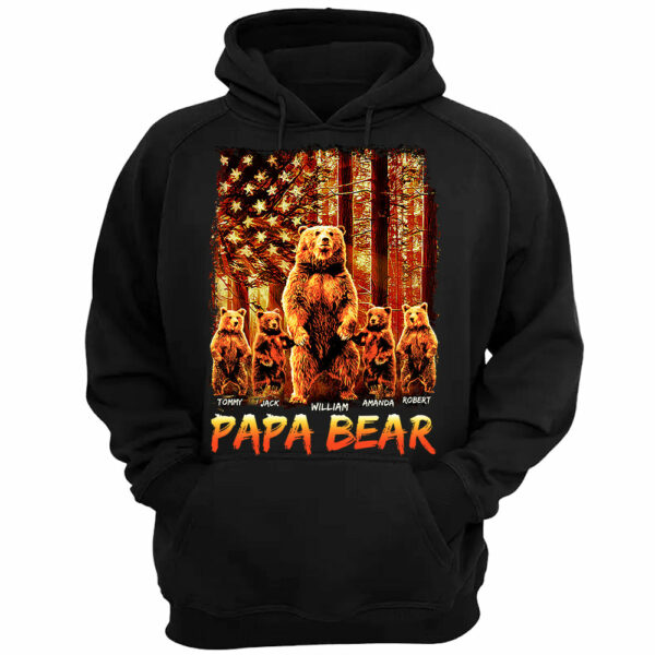 Papa Bear American The Sun Flag Personalized Shirt For Dad Grandpa Father's Day Gift H2511 - Image 3