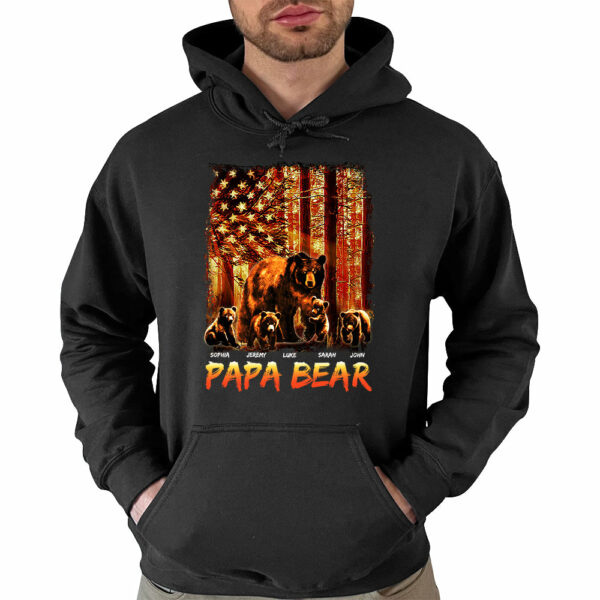 Papa Bear Forest Us Flag - Personalized Shirt - Image 4