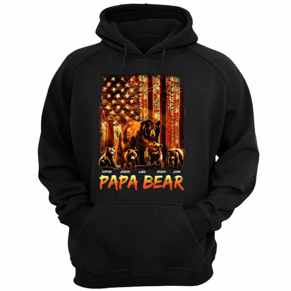 Papa Bear Forest Us Flag - Personalized Shirt - Image 3