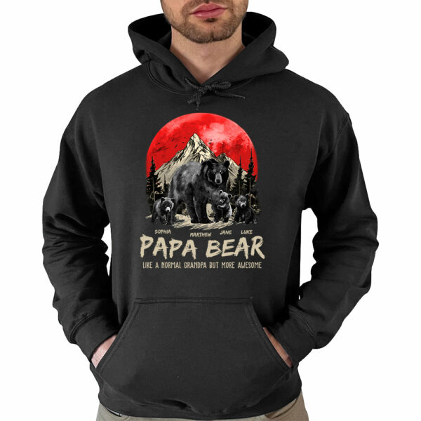 Papa Bear Like A Normal Grandpa But More Awesome Personalized Shirt With Kids Name - Image 3