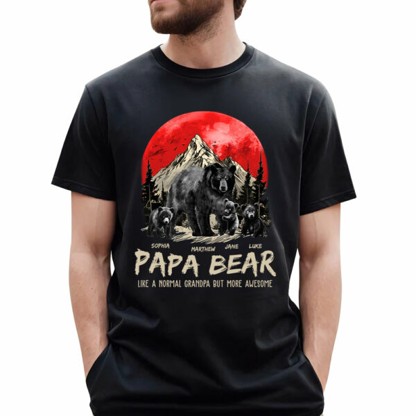 Papa Bear Like A Normal Grandpa But More Awesome Personalized Shirt With Kids Name - Image 2