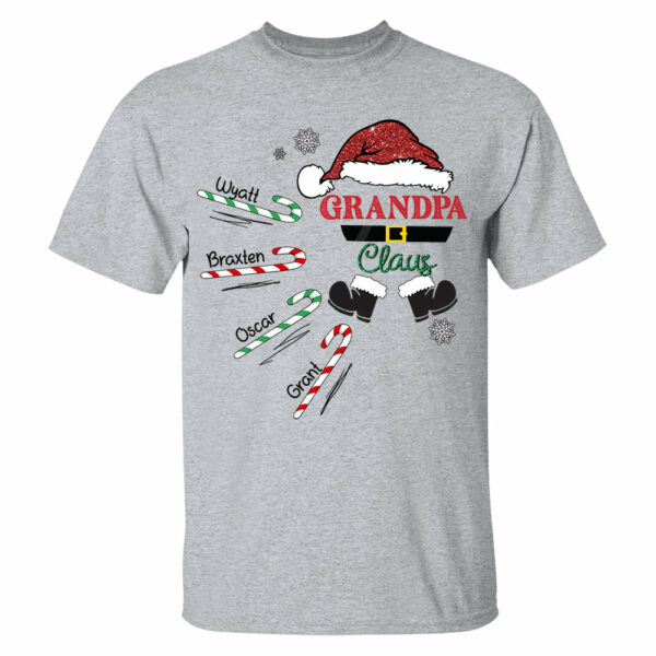 Papa Claus Candy Cane Winter Personalized Christmas Shirt Gift - Family Best Gifts For Christmas - Image 3