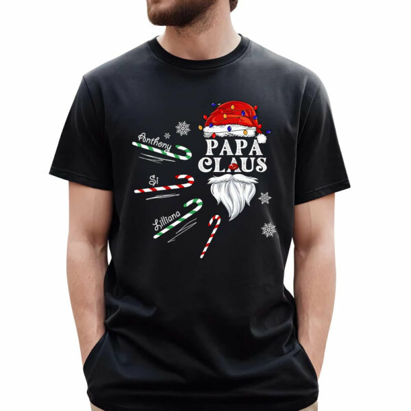 Papa Claus Candy Cane Winter Personalized Christmas Shirt Gift For Grandpas - Image 3