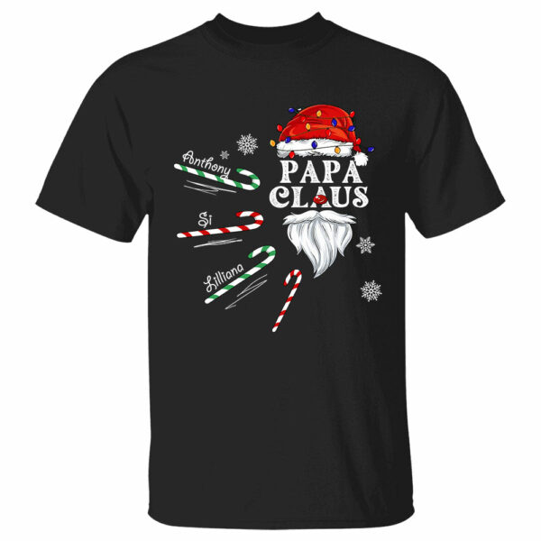 Papa Claus Candy Cane Winter Personalized Christmas Shirt Gift For Grandpas - Image 2