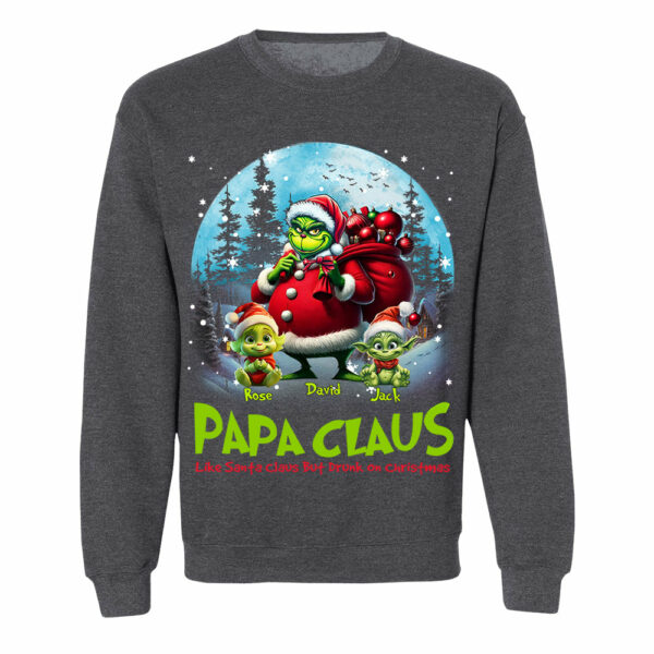 Papa Clause Like Santa Claus But Drunk On Christmas Personalized Shirt For Grandpa - Image 8