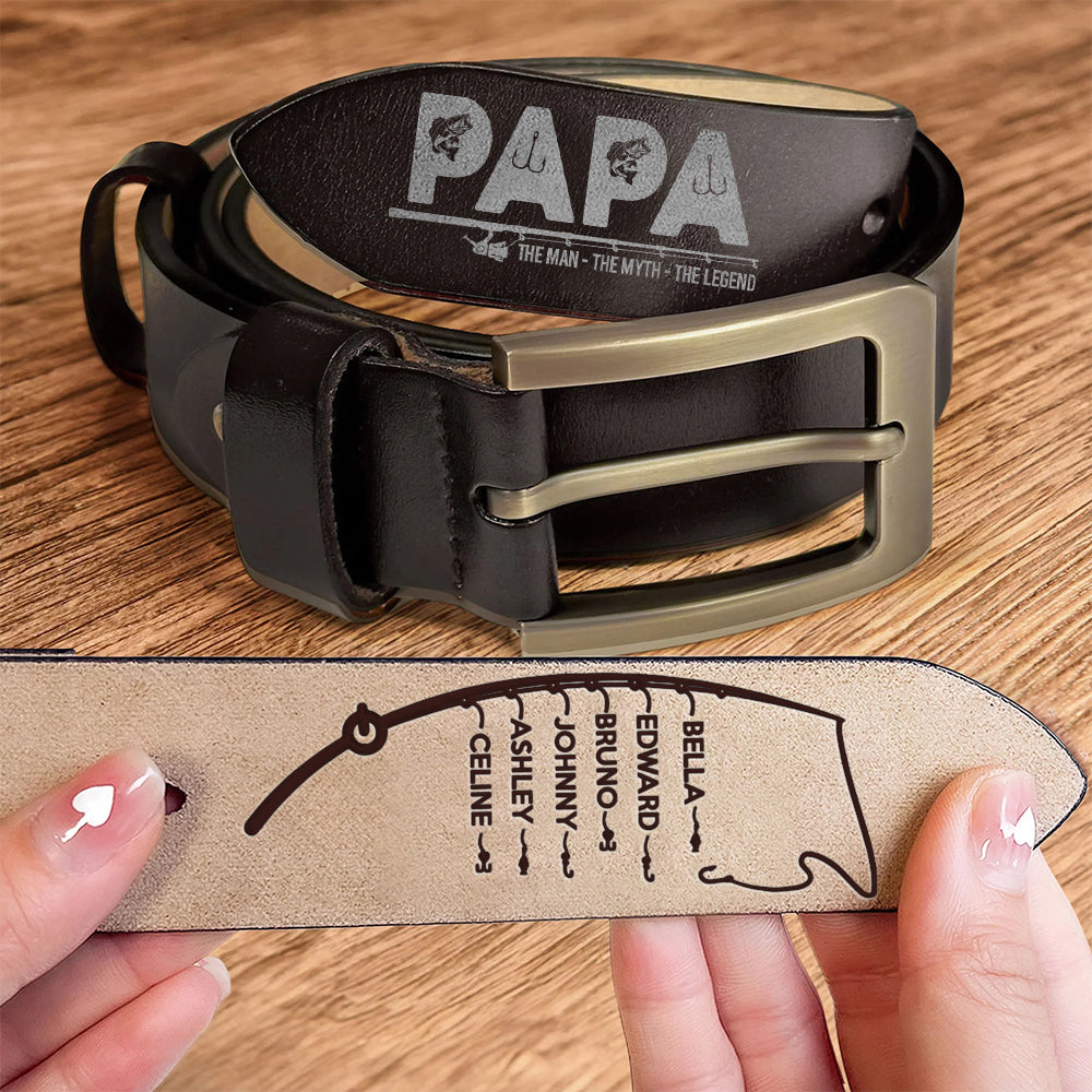 Papa The Man. The Myth. The Legend - Personalized Engraved Leather Belt