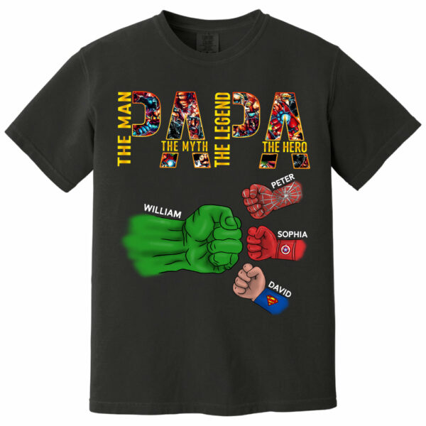 Papa The Man The Myth The Legend, Personalized Shirt, Custom Father's Day Gift T1807 - Image 3