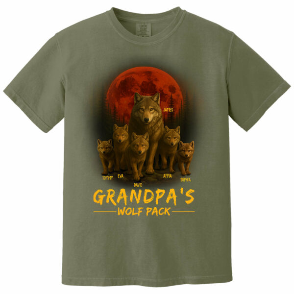 Papaâ€™s Wolf Pack - Family Personalized Custom Unisex T-shirt, Premium T-shirt, Hoodie - Father's Day, Gift For Dad, Grandpa - Image 9