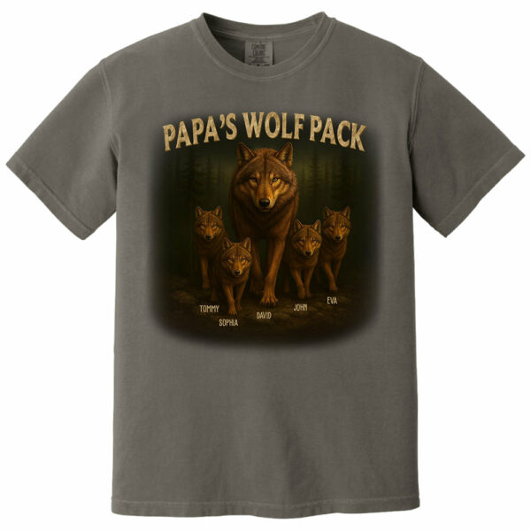 Papaâ€™s Wolf Pack - Family Personalized Custom Unisex T-shirt, Premium T-shirt, Hoodie - Father's Day, Gift For Dad, Grandpa - Image 11
