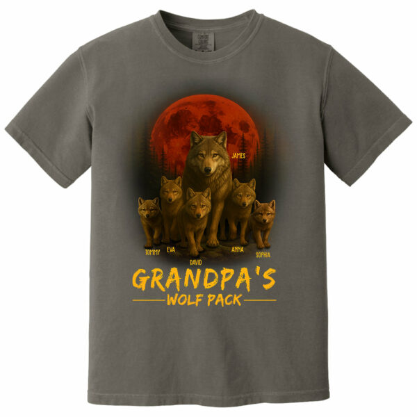 Papaâ€™s Wolf Pack - Family Personalized Custom Unisex T-shirt, Premium T-shirt, Hoodie - Father's Day, Gift For Dad, Grandpa - Image 6