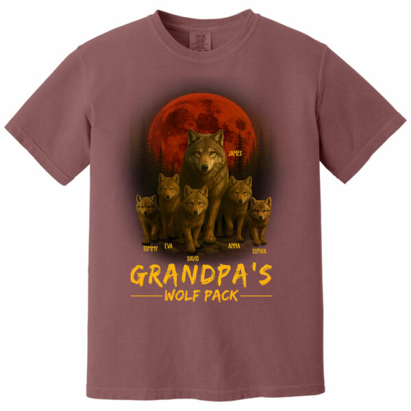 Papaâ€™s Wolf Pack - Family Personalized Custom Unisex T-shirt, Premium T-shirt, Hoodie - Father's Day, Gift For Dad, Grandpa - Image 7