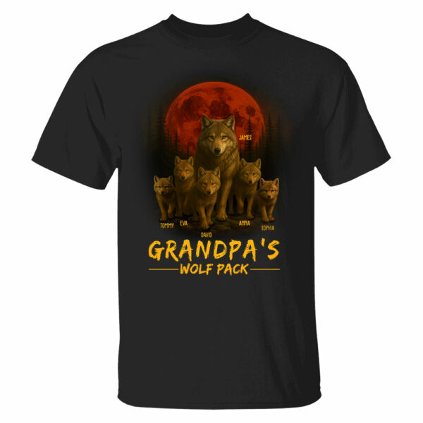 Papaâ€™s Wolf Pack - Family Personalized Custom Unisex T-shirt, Premium T-shirt, Hoodie - Father's Day, Gift For Dad, Grandpa - Image 4