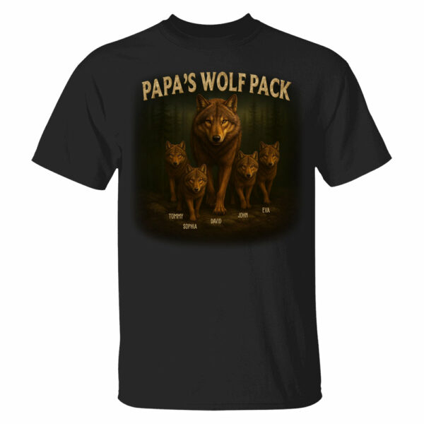 Papaâ€™s Wolf Pack - Family Personalized Custom Unisex T-shirt, Premium T-shirt, Hoodie - Father's Day, Gift For Dad, Grandpa - Image 4