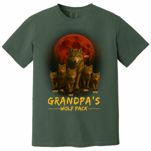 Papaâ€™s Wolf Pack - Family Personalized Custom Unisex T-shirt, Premium T-shirt, Hoodie - Father's Day, Gift For Dad, Grandpa - Image 8