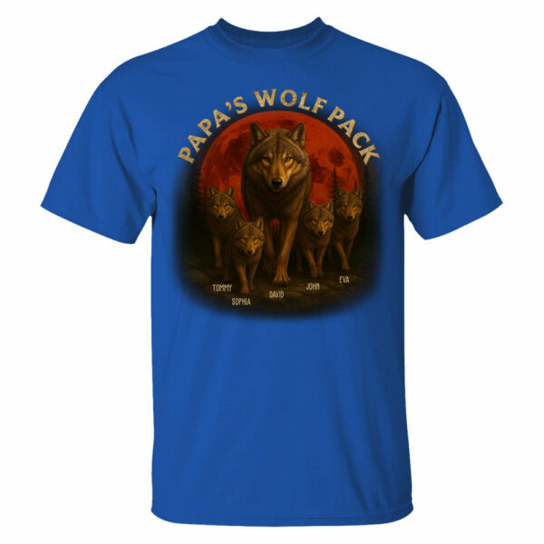 Papaâ€™s Wolf Pack - Family Personalized Custom Unisex T-shirt, Premium T-shirt, Hoodie - Father's Day, Gift For Dad, Grandpa2 - Image 4