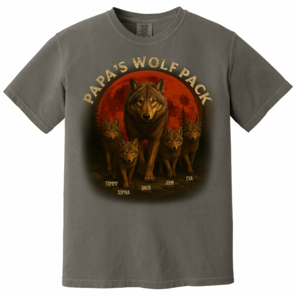 Papaâ€™s Wolf Pack - Family Personalized Custom Unisex T-shirt, Premium T-shirt, Hoodie - Father's Day, Gift For Dad, Grandpa2 - Image 13
