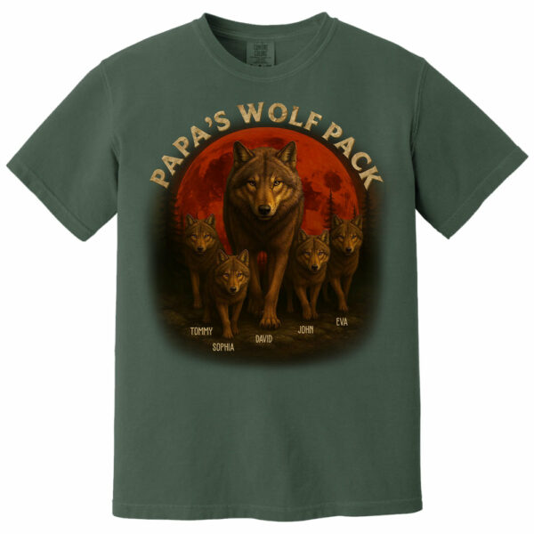 Papaâ€™s Wolf Pack - Family Personalized Custom Unisex T-shirt, Premium T-shirt, Hoodie - Father's Day, Gift For Dad, Grandpa2 - Image 14
