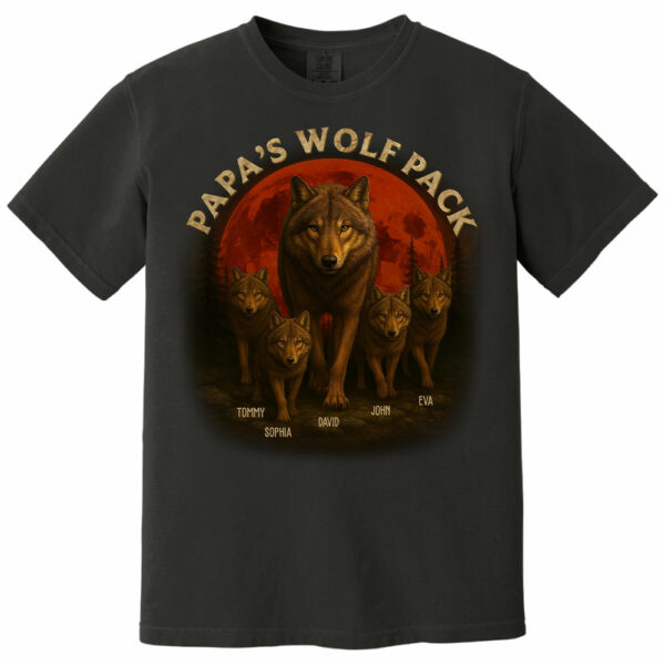 Papaâ€™s Wolf Pack - Family Personalized Custom Unisex T-shirt, Premium T-shirt, Hoodie - Father's Day, Gift For Dad, Grandpa2 - Image 9