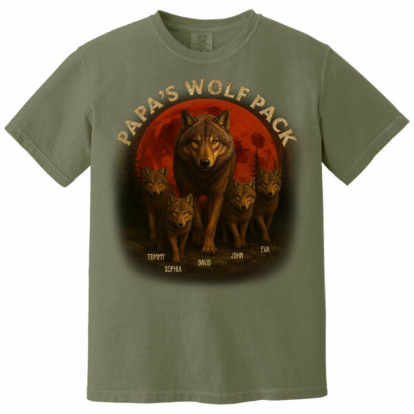Papaâ€™s Wolf Pack - Family Personalized Custom Unisex T-shirt, Premium T-shirt, Hoodie - Father's Day, Gift For Dad, Grandpa2 - Image 15