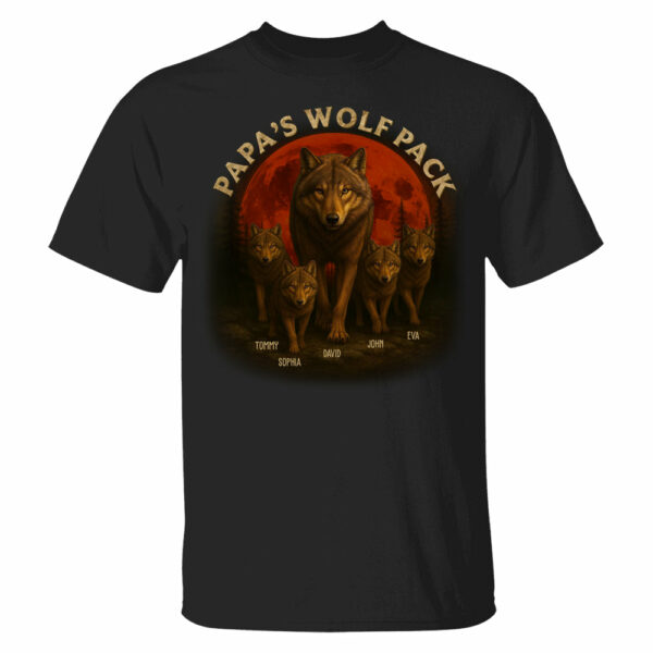 Papaâ€™s Wolf Pack - Family Personalized Custom Unisex T-shirt, Premium T-shirt, Hoodie - Father's Day, Gift For Dad, Grandpa2 - Image 2