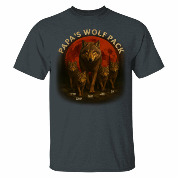 Papaâ€™s Wolf Pack - Family Personalized Custom Unisex T-shirt, Premium T-shirt, Hoodie - Father's Day, Gift For Dad, Grandpa2 - Image 5
