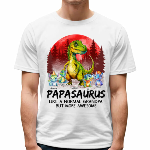 Papasaurus Like A Normal Grandpa But Only Awesome Personalized Shirt With Kids - Image 2